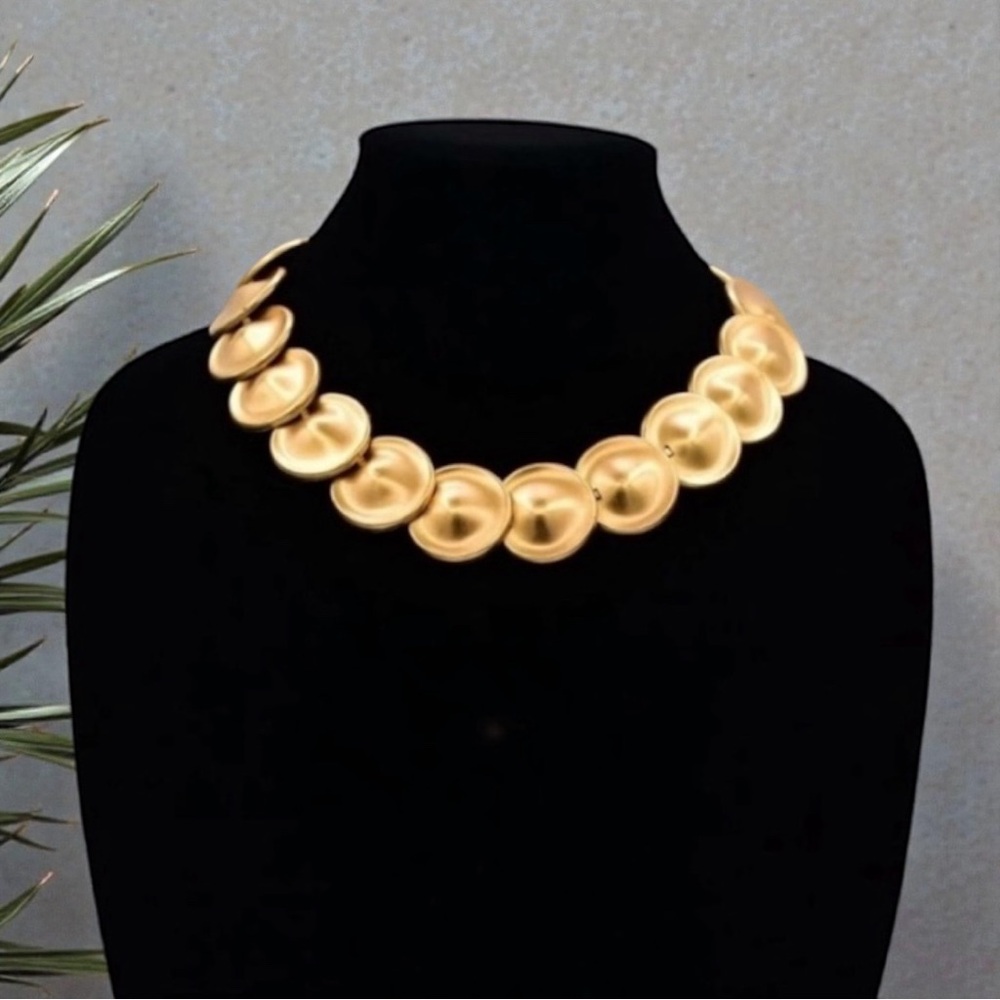 MONET Vintage Matte Gold-Tone Linked Coin Disk Necklace